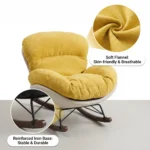 Chenille Fabric Padded Rocking Lounge Chair With Iron Swivel Base Leisure Chair Recliner - Image 3