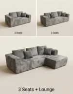 Modern Oversized Rectangular Compressed Sofa Corduroy Velvet Frameless Vacuum Packed Minimalist Living Room Chaise Set - Image 3