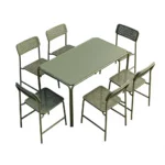 Outdoor Garden Dining Table Chair Set Lightweight Durable Minimalist Design Uv-resistant Powder Coated Metal Frame Pp Seat