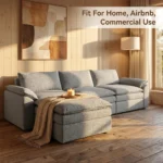 Modular Three Seat Chesterfield Sectional Fabric Sofa Easy Assembly Square Couch Removable Modules L-shaped Flat-packed Frame - Image 3