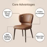 Modern Ergonomic Stackable Foldable Pu Leather Dining Chair With Micro-spring Cushion Seat And Metal Legs For Home & Hotel Use - Image 2