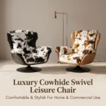 Modern Luxury Printed Chenille Comfortable Revolving Lounge Chair With Iron Swivel Base For Living Room - Image 4