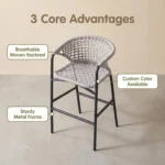 Modern Minimalist Rattan Aluminum Outdoor Furniture Set,Weather Resistant Waterproof Patio Bar Stool Chaise Lounge Coffee Table - Image 4