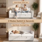 Modern Fabric Pull Out Sofa Bed L Shape Sectional Convertible Sleeper Sofa With Storage Ottoman For Living Room Guest Room - Image 5