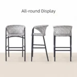 Modern Minimalist Rattan Aluminum Outdoor Furniture Set,Weather Resistant Waterproof Patio Bar Stool Chaise Lounge Coffee Table - Image 2