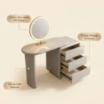 Modern Vanity Desk Drawers Adjustable Makeup Table Led Mirror Mdf Dressing Table Storage Cabinet For Hotel Living Room Bedroom - Image 4