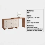 Modern Vanity Desk Drawers Adjustable Makeup Table Led Mirror Mdf Dressing Table Storage Cabinet For Hotel Living Room Bedroom - Image 5