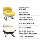 Chenille Fabric Padded Rocking Lounge Chair With Iron Swivel Base Leisure Chair Recliner - Image 5