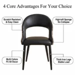 Bold Futuristic Foldable Ergonomic Stackable Modern Pu Leather Padded Dining Chair With Micro-spring Cushion Seat And Metal Legs - Image 3
