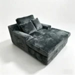 Modern Velvet Chaise Lounge Sofa Set Extendable Tufted Frameless Recliner With Pillows