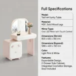 Modern Eco-friendly Vanity Desk Drawers Adjustable Makeup Table Led Mirror Mdf Dressing Table Storage Cabinet Hotel Living Room - Image 5