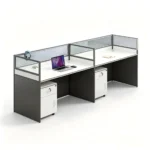 Series Straight Modular Eco-friendly Durable Modern Office Partition Desk Linear Staff Cubicle Frosted Slat Glass Screen