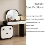 Modern Vanity Desk Drawers Adjustable Led Mirror Makeup Table Mdf Dressing Table Storage Cabinet For Hotel Living Room Bedroom - Image 5