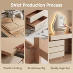 Modern Eco-friendly Vanity Desk Drawers Adjustable Makeup Table Led Mirror Mdf Dressing Table Storage Cabinet Hotel Living Room - Image 3