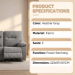 Power Recliner Sofa Set,Breathable Fabric & Tech Faux Leather Optional,1 Seater 2 Seater 3 Seater Electric Recliner Sofa - Image 3