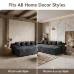 Oversized Double Chaise Compressed Sofa,Corduroy Velvet Frameless Sectional Couch,Vacuum Packed Modern Living Room Sofa - Image 3