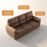 Stationary Leisure Accent Sofa Set,Faux Leather 1/2/3 Seater Single Double Triple Sofa Chair For Living Room & Office Furniture - Image 2