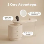 Modern Vanity Desk With Drawers Led Mirror Eco-friendly Mdf Dressing Table Storage Cabinet For Bedroom Hotel Living Room Use - Image 4