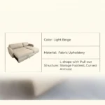 Modern Fabric Pull Out Sofa Bed L Shape Sectional Convertible Sleeper Sofa With Storage Ottoman For Living Room Guest Room - Image 4