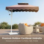 Heavy Duty Patio Umbrella,Waterproof Polyester,Thickened Aluminum Pole,Uv Resistant Outdoor Garden Commercial Sunshade