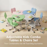 Splice Knob Type Lifting Four-person Modern Height Adjustable Eco-friendly School Desk Chair Set For Kindergarten/training - Image 2
