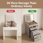 Modern Vanity Desk Drawers Adjustable Led Mirror Makeup Table Mdf Dressing Table Storage Cabinet For Hotel Living Room - Image 6