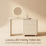 Modern Vanity Desk Drawers Adjustable Makeup Table Led Mirror Mdf Dressing Table Storage Cabinet For Hotel Living Room Bedroom