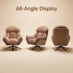Modern Polka Dot Patterned Chenille Fabric Tufted Revolving Lounge Chair With Iron Swivel Base For Living Room Villa Use - Image 2
