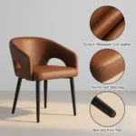 Modern Ergonomic Pu Leather Padded Foldable Dining Chair With Micro-spring Cushion Seat And Metal Legs For Hotel Use - Image 2