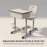 Factory Direct Supplied Adjustable Height Student Desk And Chair Set For School Use Classroom Study Desk With Storage Basket - Image 2