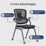Modern Ergonomic Swivel Office Chair With Fixed Armrest And Backrest For Hotel,Classroom And School - Image 4