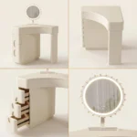 Modern Vanity Desk Drawers Adjustable Makeup Table Led Mirror Mdf Dressing Table Storage Cabinet For Bedroom Hotel Living Room - Image 2