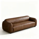 Mid- Modern Genuine Leather Sofa Set Vintage Oil Wax Straight Design Integrated Arms Sponge For Apartment Hotel Use
