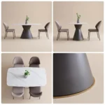 Modern Sintered Stone Dining Table Carbon Steel Base Eco-friendly Waterproof Rectangular/round/extendable Furniture Home Hotel - Image 2