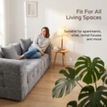 Tufted Grid Compressed Straight Sofa,Fabric Frameless Couch,Vacuum Packed Modern Living Room Sofa - Image 2