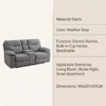 Power Recliner Sofa Set,Breathable Fabric & Tech Faux Leather Optional,1 Seater 2 Seater 3 Seater Electric Recliner Sofa - Image 4