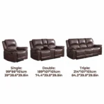Modern Dark Brown Pu Leather Functional Sofa Set 1+2+3 Seater Reclining Easy Care Small Table For Home Theater & Living Room