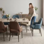 Headtree Nordic Modern Minimalistic Dining Chair With Eco-friendly Faux Leather Cushion Durable Steel Frame For Home Furniture