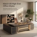 Twilight Series Luxury Executive Office Desk,President Manager Desk With Matching File Cabinet,High-end Office Furniture Set - Image 2