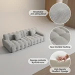 Wavy Checkered Compressible Lazy Sofa Mesh Fabric Frameless Straight Modern Minimalist Modular Extendable Set Easy Shipping - Image 6