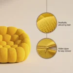 Soccer Ball Grid Compressed Lazy Sofa,Breathable Mesh Fabric Frameless Couch,Vacuum Packed Modern Bubble Sofa - Image 5