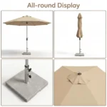 Heavy Duty Patio Umbrella,Waterproof Polyester,Thickened Aluminum Pole,Uv Resistant Outdoor Garden Commercial Sunshade - Image 2