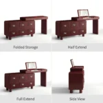 Modern Vanity Desk Drawers Adjustable Makeup Table Led Mirror Mdf Panel Dressing Table Storage Cabinet For Hotel Living Room - Image 2