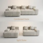 Quilted Grid L-shape Chaise Compressed Sofa,Fabric Frameless Sectional Couch,Vacuum Packed Modern Living Room Sofa - Image 5
