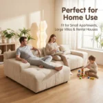 Quilted Grid L-shape Chaise Compressed Sofa,Fabric Frameless Sectional Couch,Vacuum Packed Modern Living Room Sofa - Image 3