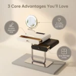 Modern Vanity Desk Drawers Adjustable Makeup Table Led Mirror Mdf Dressing Table Storage Cabinet For Hotel Living Room Bedroom - Image 4