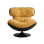 Chenille Fabric Padded Modern Tufted Revolving Lounge Chair With Iron Swivel Base For Bedroom And Villa Use
