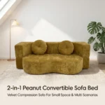Peanut Transformable Compressible Lazy Sofa Velvet Frameless Straight Sofa Bed Modern Irregular Easy Shipping - Image 5