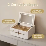 Modern Vanity Desk With Drawers Adjustable Led Mirror Makeup Table Mdf Panel Storage Cabinet For Bedroom Living Room & Hotel Use - Image 4