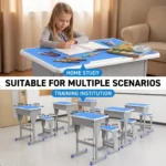 Modern Reinforced Adjustable Eco-friendly Student Desk Stool Set Space-saving Backless Stool School Classroom Study Mdf Drawer - Image 2